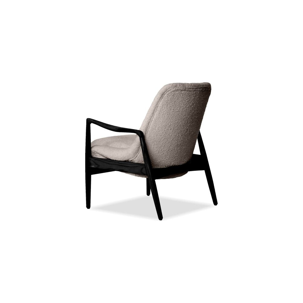 Lounge Chairs Reynolds Lounge Chair Smoke Boucle Fabric Black Ash Wood Frame