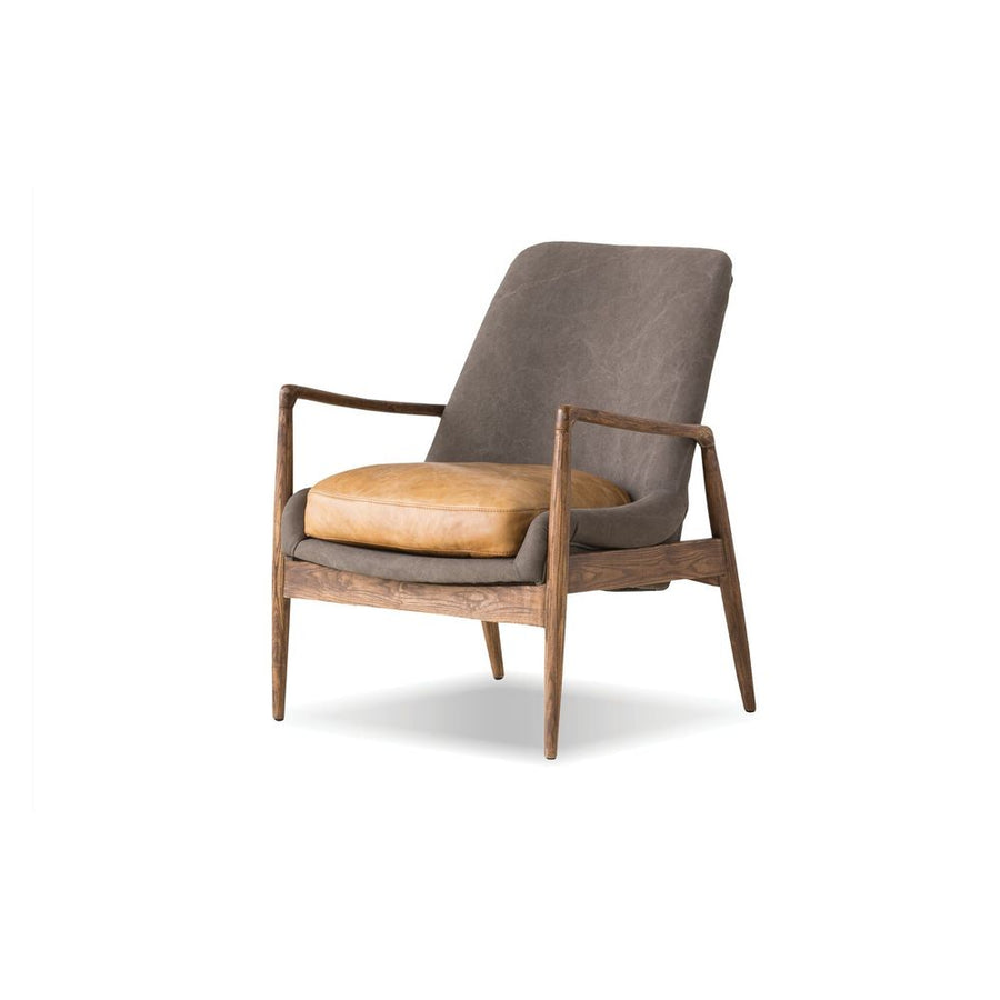 Lounge Chairs Reynolds Lounge Chair Ash Grey Seat, Tan Leather Seat Cushion / Natural Ash Wood Frame