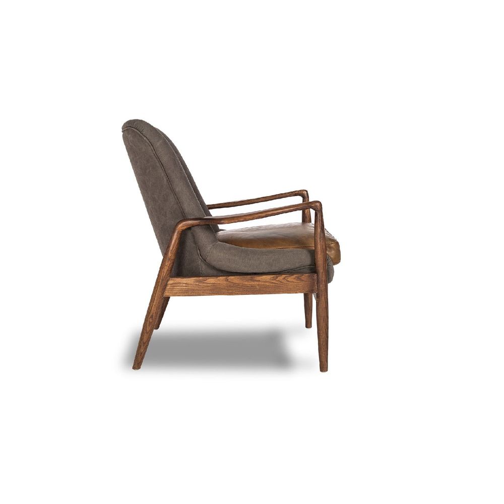 Lounge Chairs Reynolds Lounge Chair Ash Grey Seat, Tan Leather Seat Cushion / Natural Ash Wood Frame