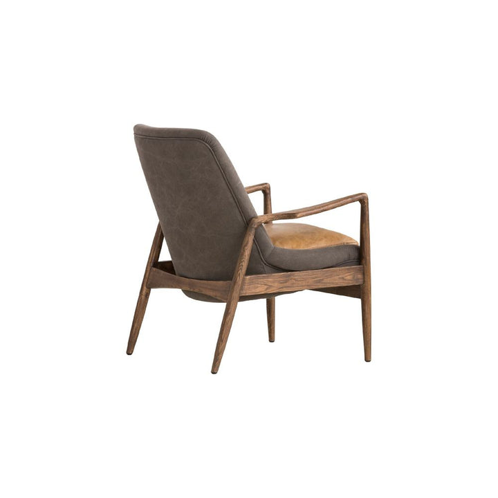 Lounge Chairs Reynolds Lounge Chair Ash Grey Seat, Tan Leather Seat Cushion / Natural Ash Wood Frame