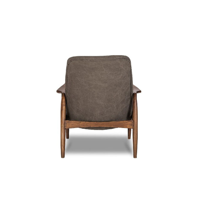 Reynolds Lounge Chair Ash Grey Seat, Tan Leather Seat Cushion / Natural Ash Wood Frame