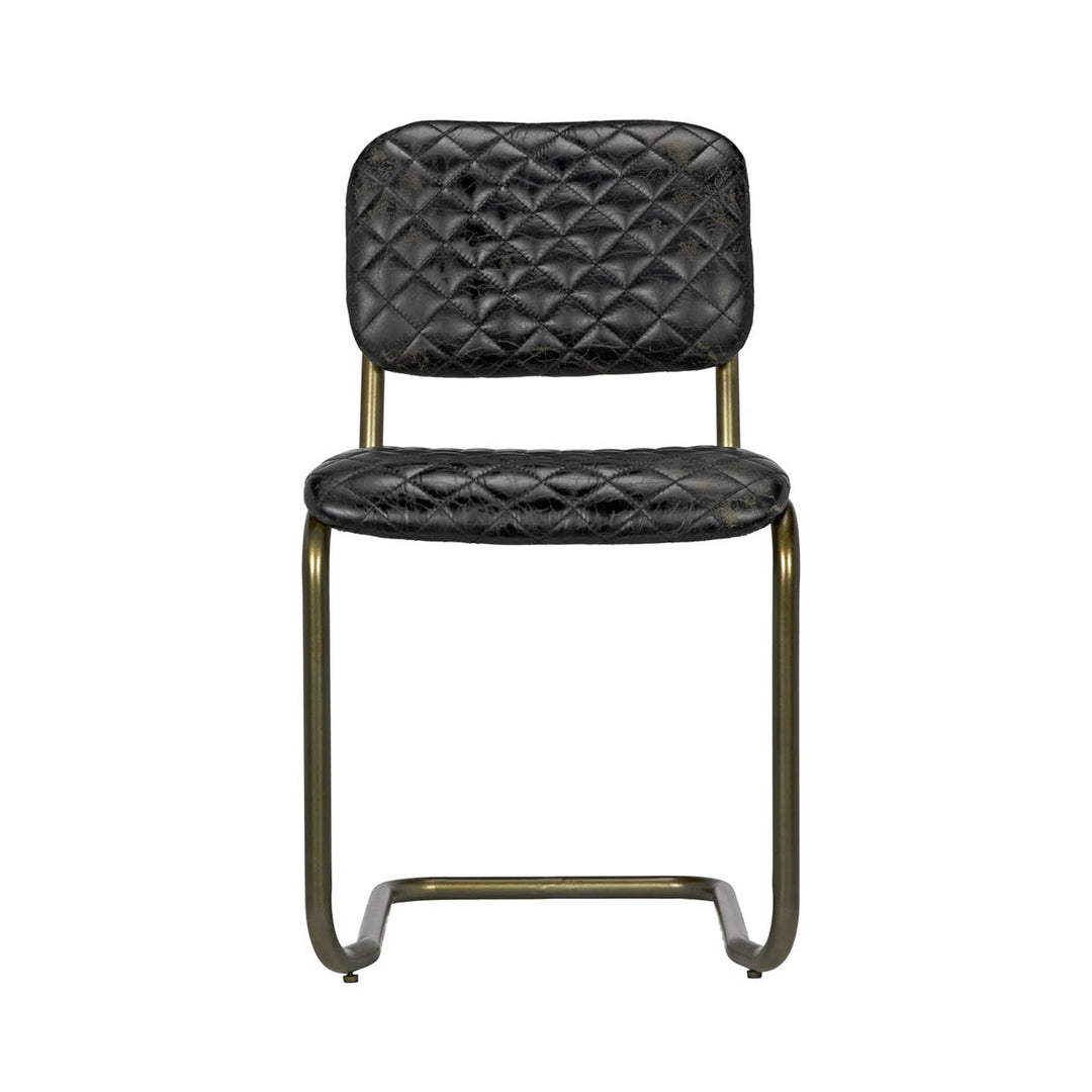 0037 Dining Cantilever Side Chair - Black Quilted Leather