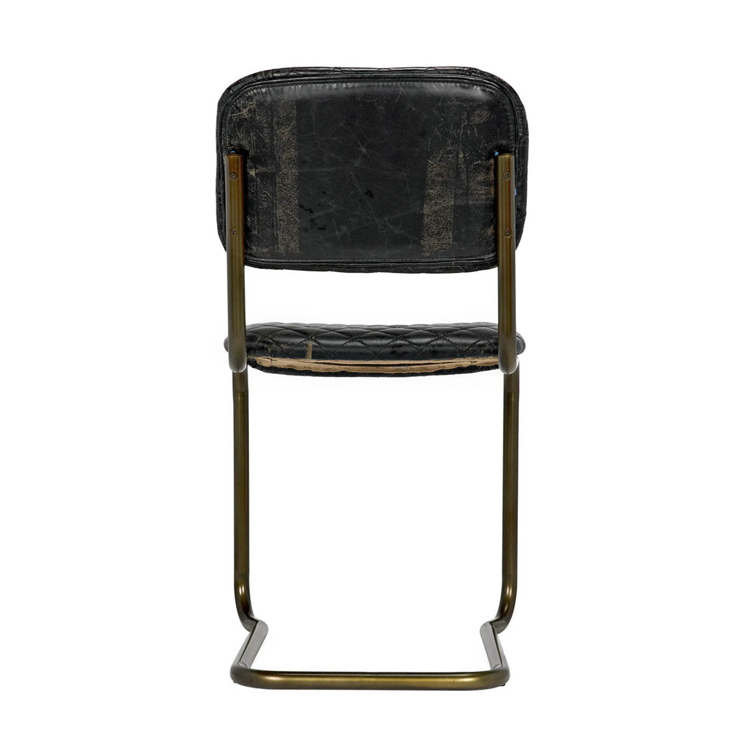 0037 Dining Cantilever Side Chair - Black Quilted Leather