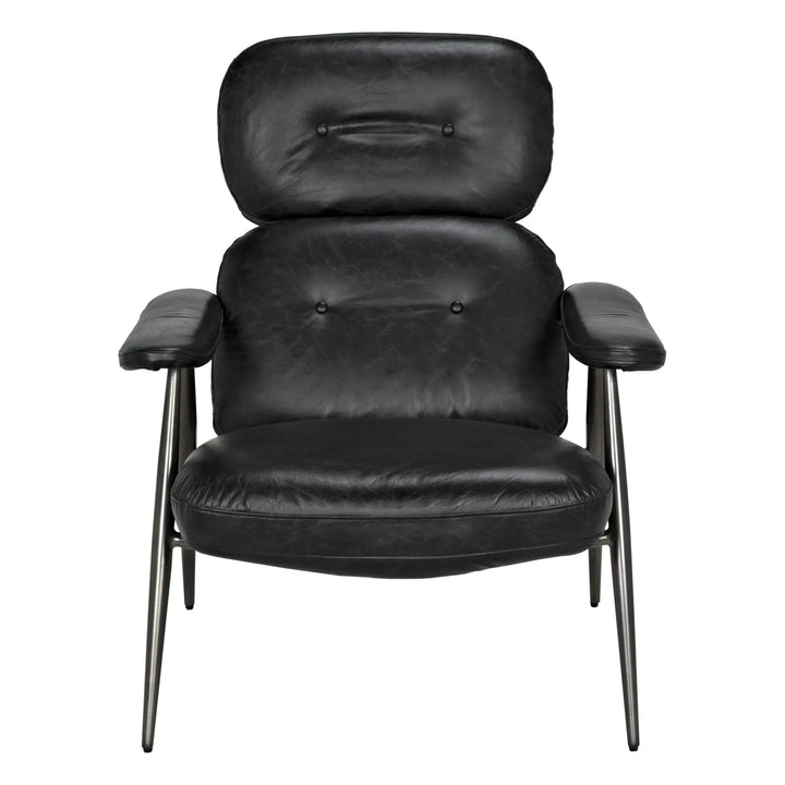 Randers Arm Chair - Metal and Black Leather