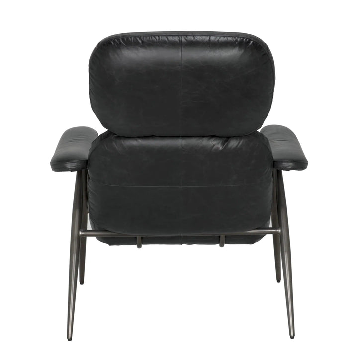 Randers Arm Chair - Metal and Black Leather