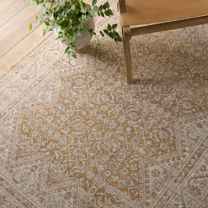 Vibe by Jaipur Living Harriet Medallion Gold/ Light Gray Area Rug (9'6"X12'6")