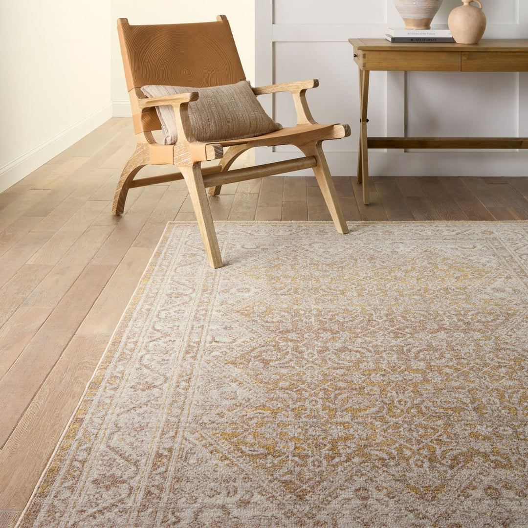 Vibe by Jaipur Living Harriet Medallion Gold/ Light Gray Area Rug (9'6"X12'6")