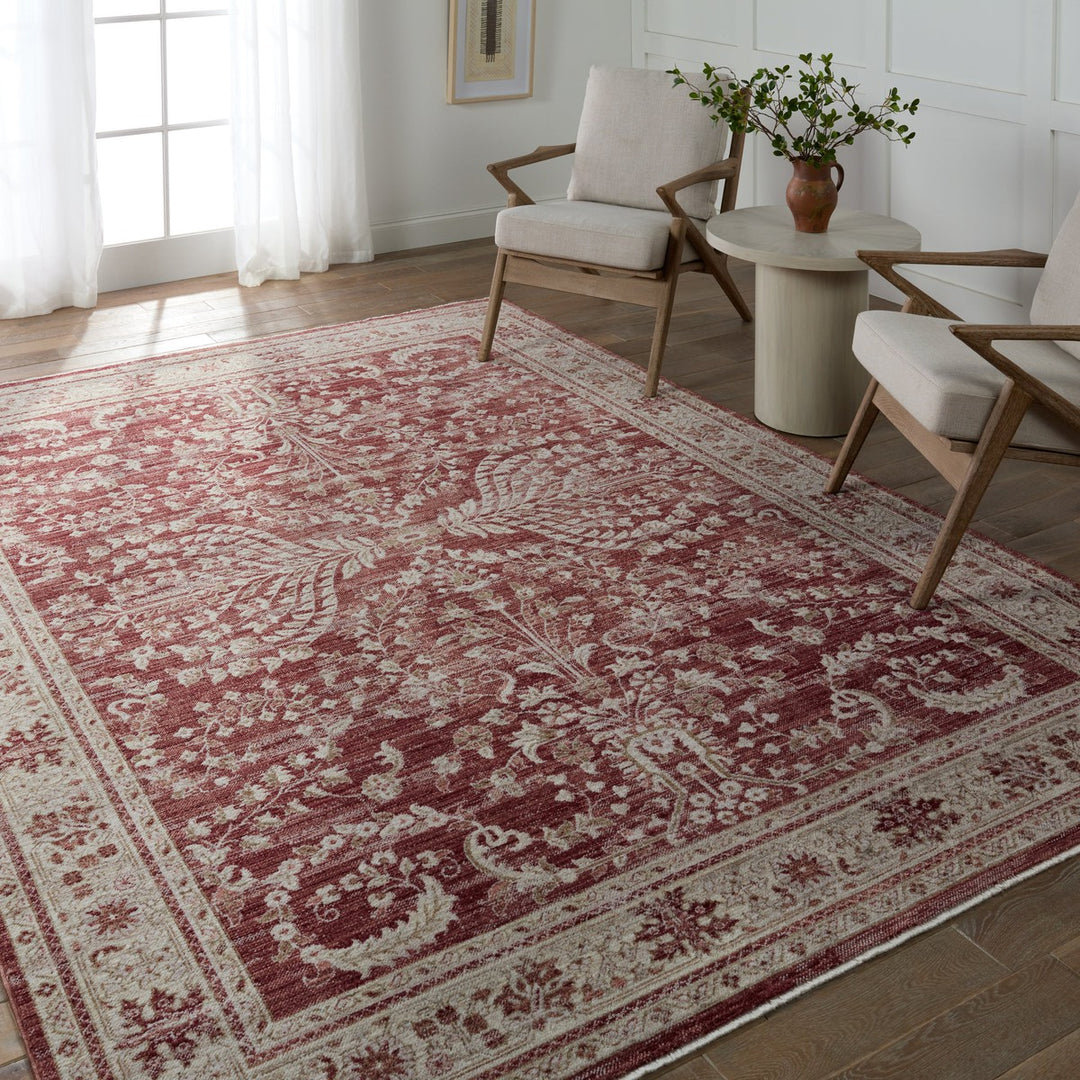 Vibe by Jaipur Living Katarina Floral Red/ Light Gray Area Rug (4'X5'2")