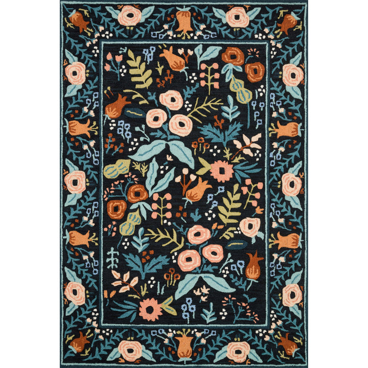 Rifle Paper Co. x Loloi Les Fleurs Black 3'-6" x 5'-6" Accent Rug