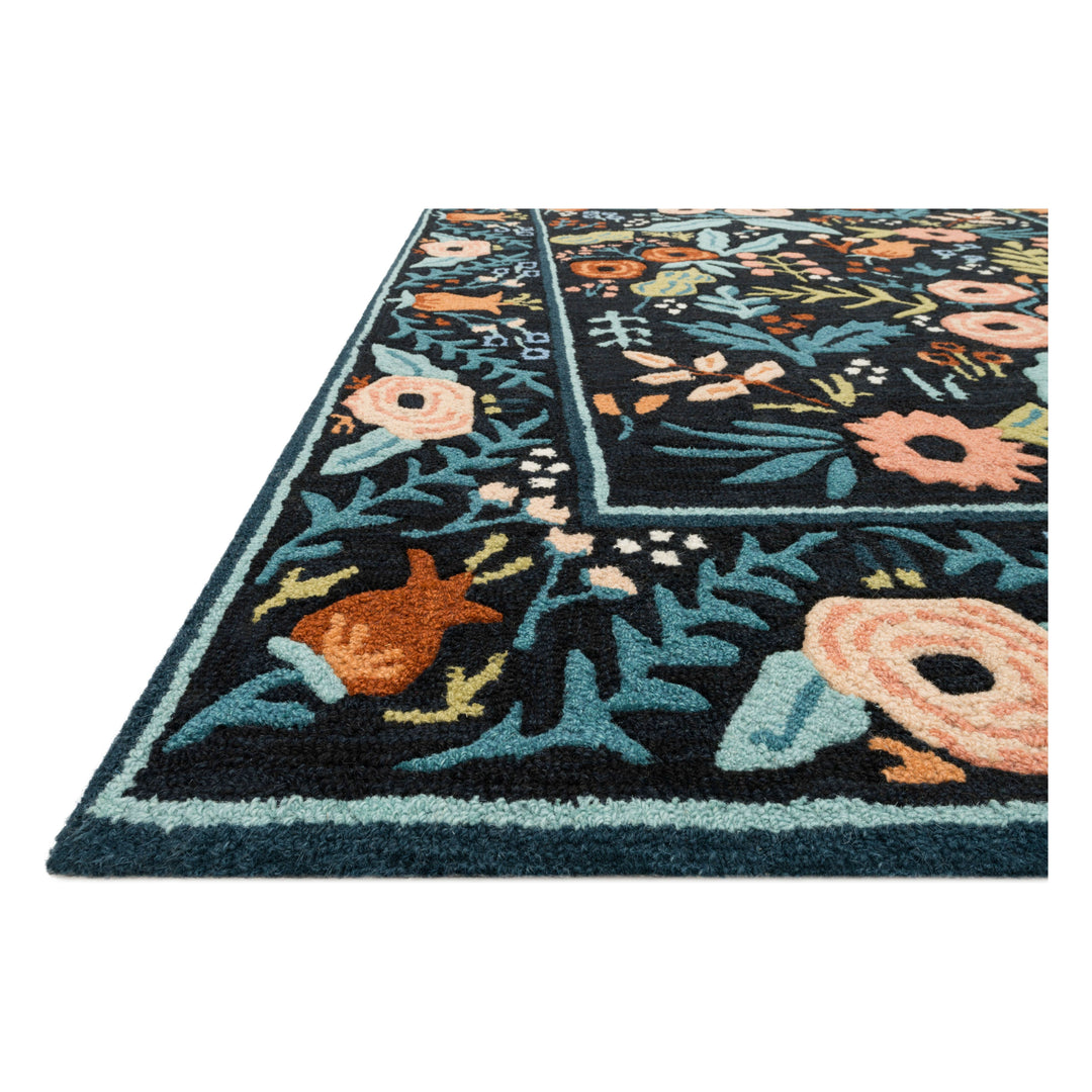 Rifle Paper Co. x Loloi Les Fleurs Black 3'-6" x 5'-6" Accent Rug