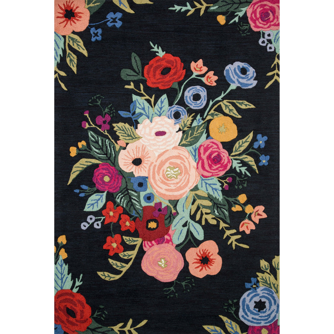 Rifle Paper Co. x Loloi Les Fleurs Black / Multi 5'-0" x 7'-6" Area Rug