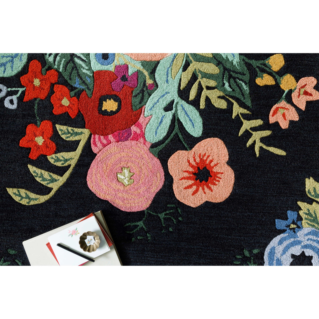 Rifle Paper Co. x Loloi Les Fleurs Black / Multi 5'-0" x 7'-6" Area Rug