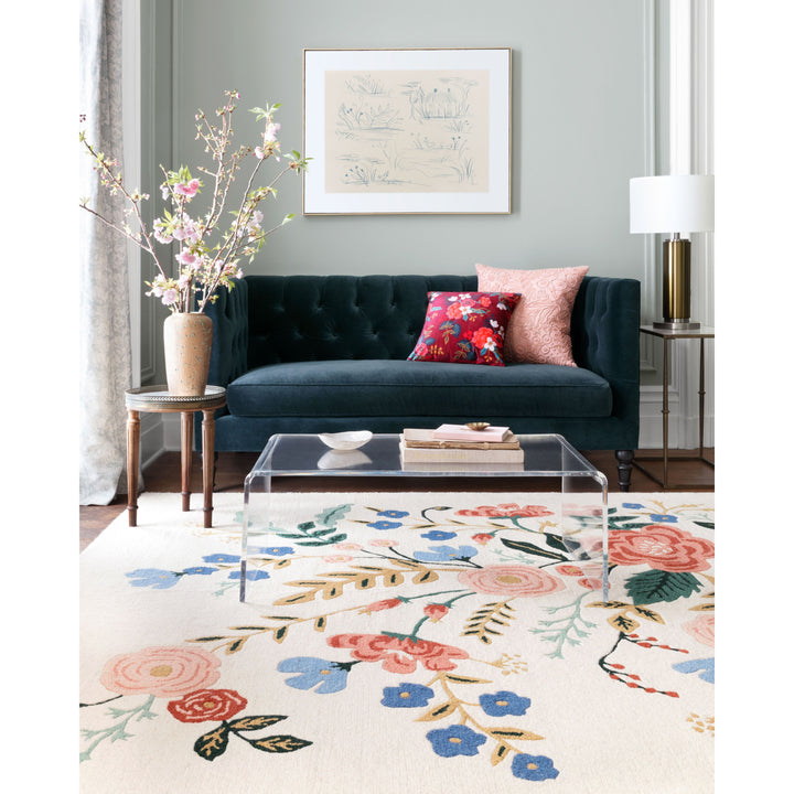 Rifle Paper Co. x Loloi Les Fleurs Ivory / Multi 7'-9" x 9'-9" Area Rug