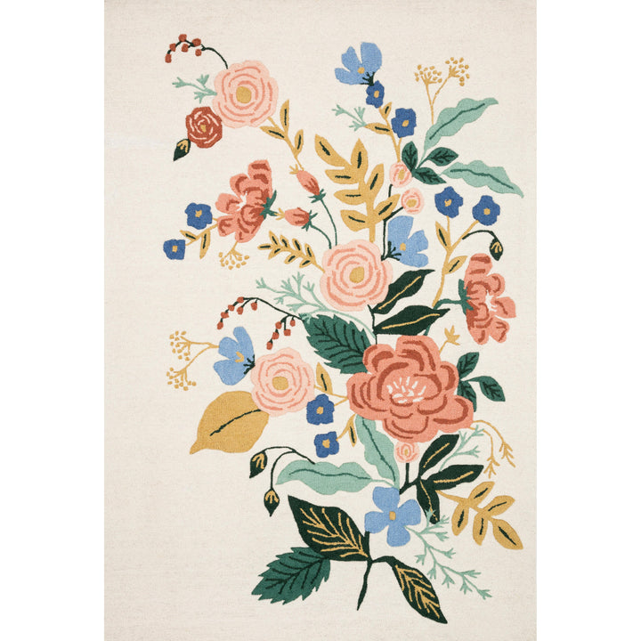 Rifle Paper Co. x Loloi Les Fleurs Ivory / Multi 18" x 18" Sample Rug