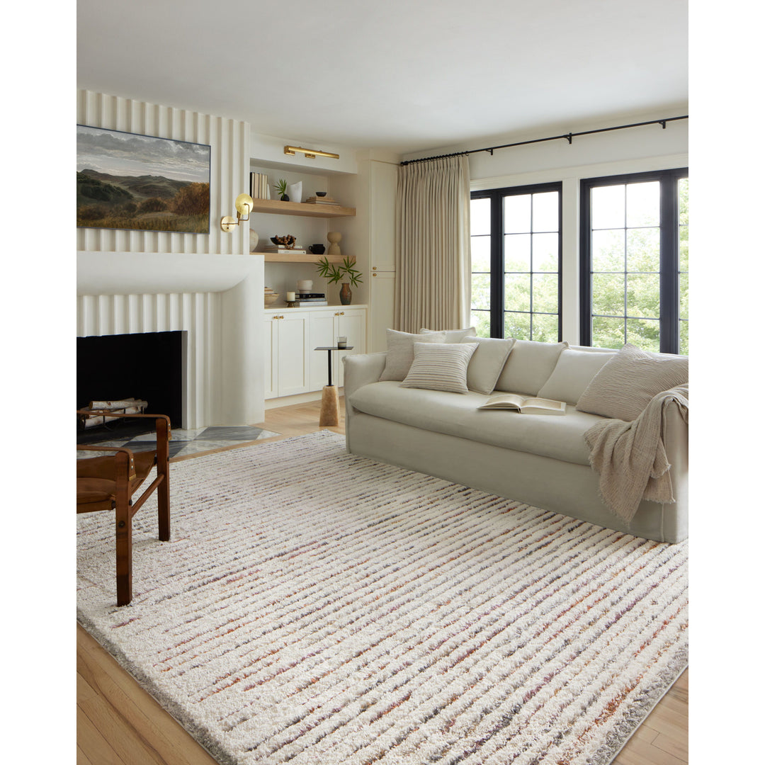 Loloi Levitt Shag Ivory / Multi 4'-0" x 6'-0" Accent Rug