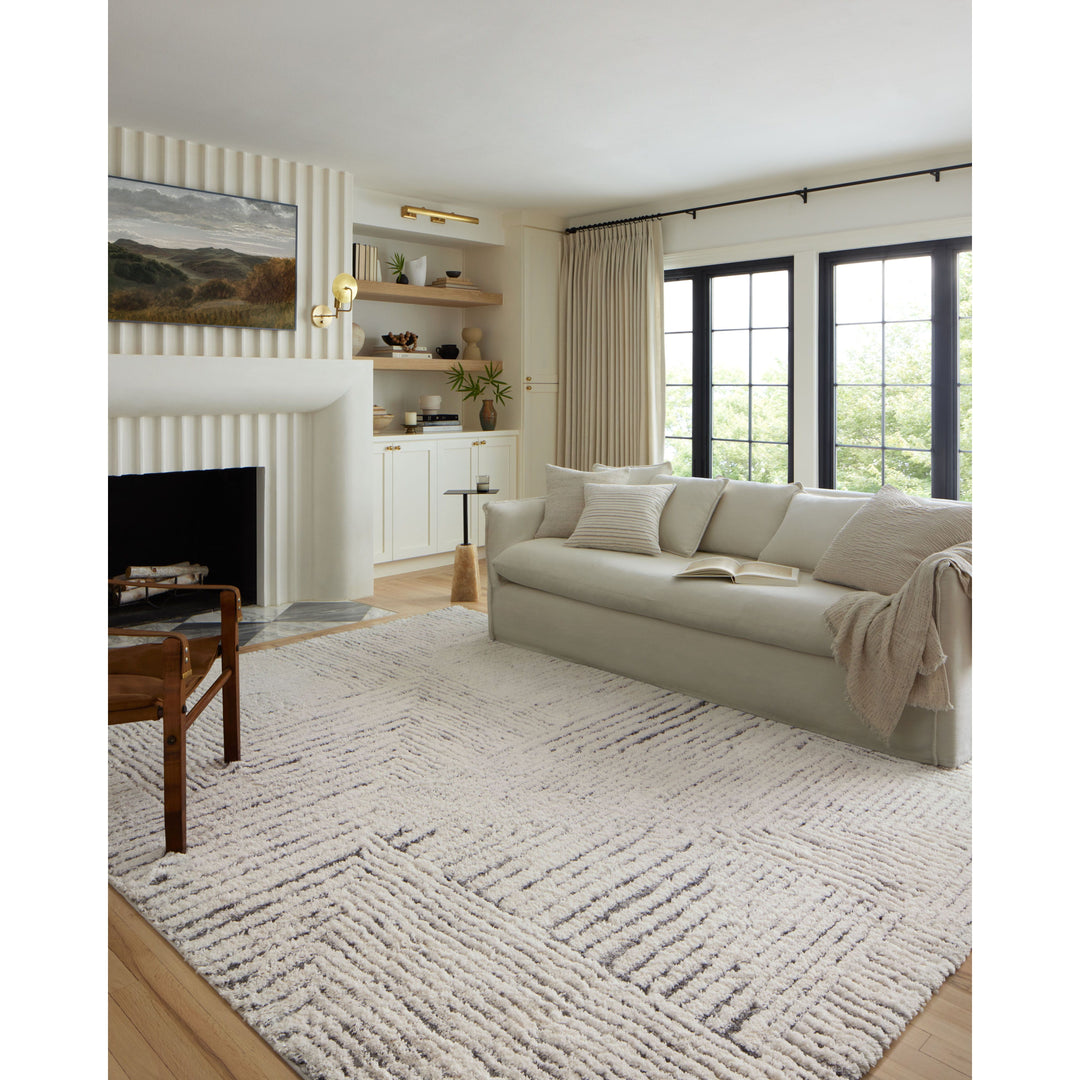 Loloi Levitt Shag Ivory / Grey 18" x 18" Sample Rug