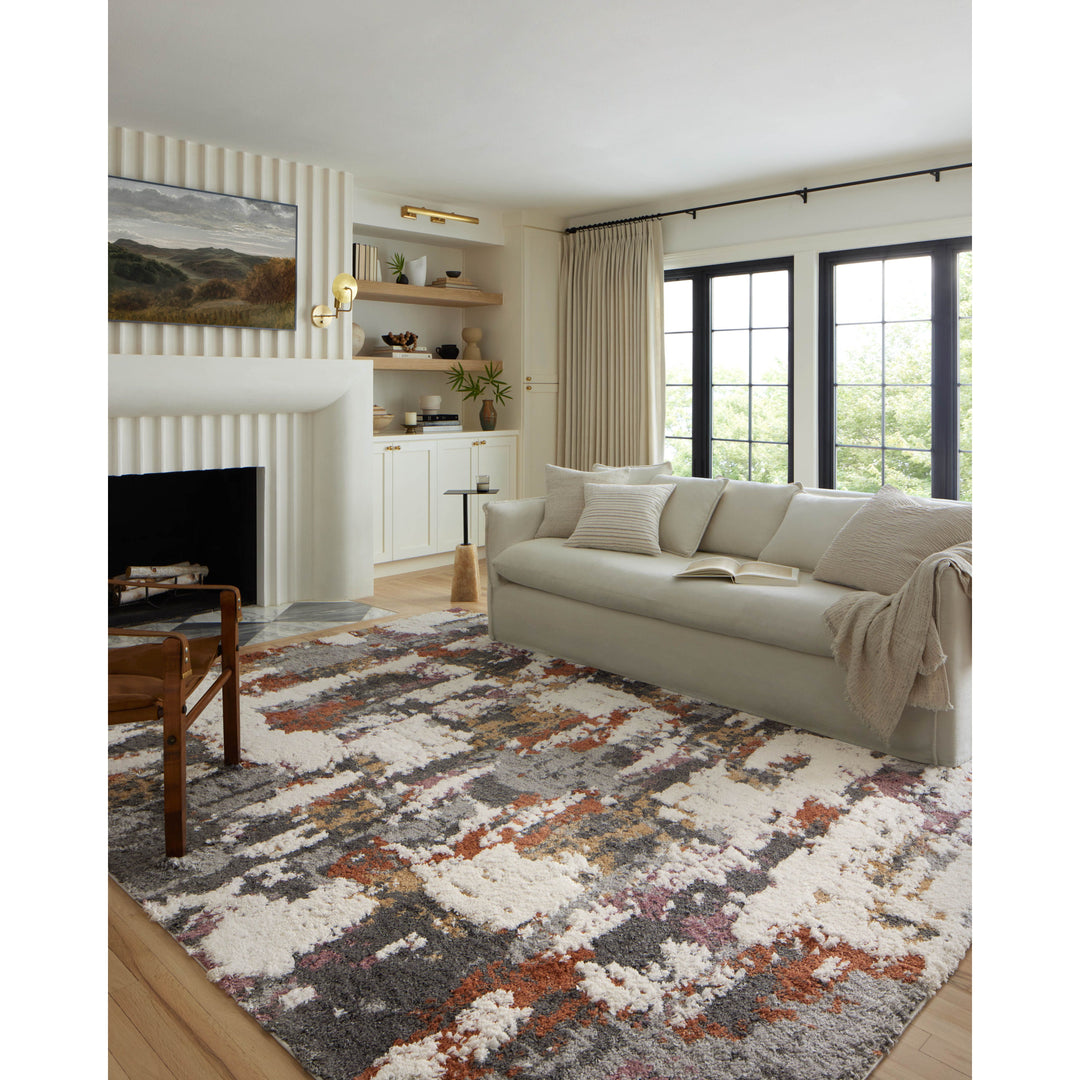 Loloi Levitt Shag Grey / Multi 2'-7" x 7'-6" Runner Rug