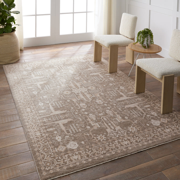 Jaipur Living Lechmere Medallion Taupe/Cream Runner Rug (3'X12')