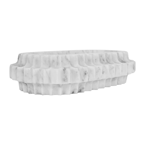 Lilibet Oval Marble Tray With Carved Edges