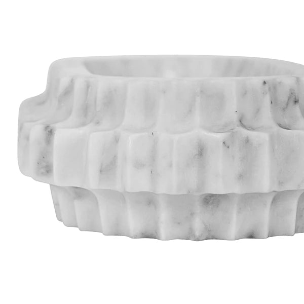 Lilibet Oval Marble Tray With Carved Edges