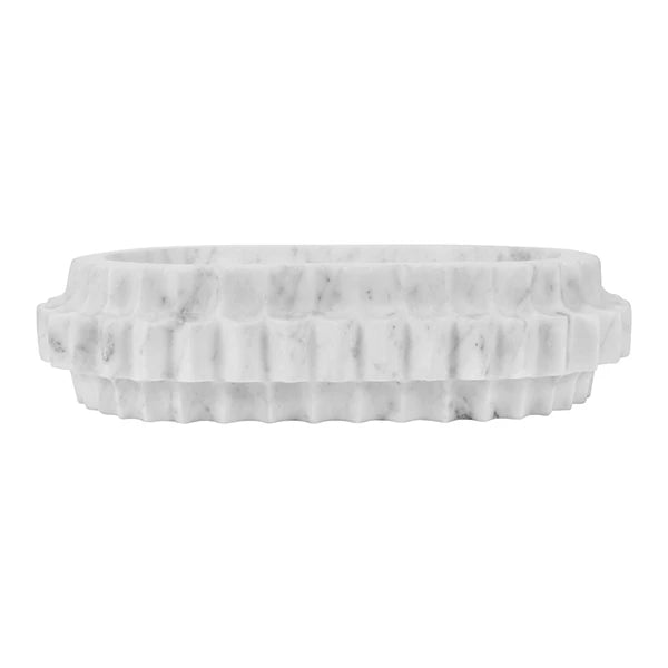 Lilibet Oval Marble Tray With Carved Edges