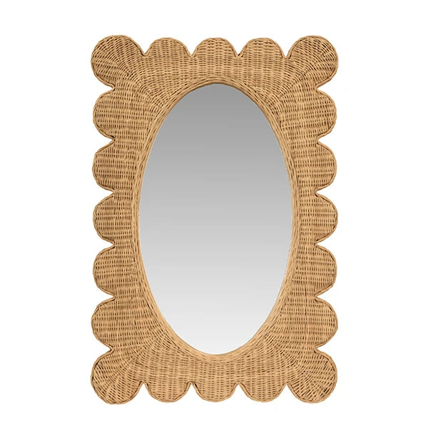 Lillian Scalloped Edge Rectangular Frame With Oval Mirror