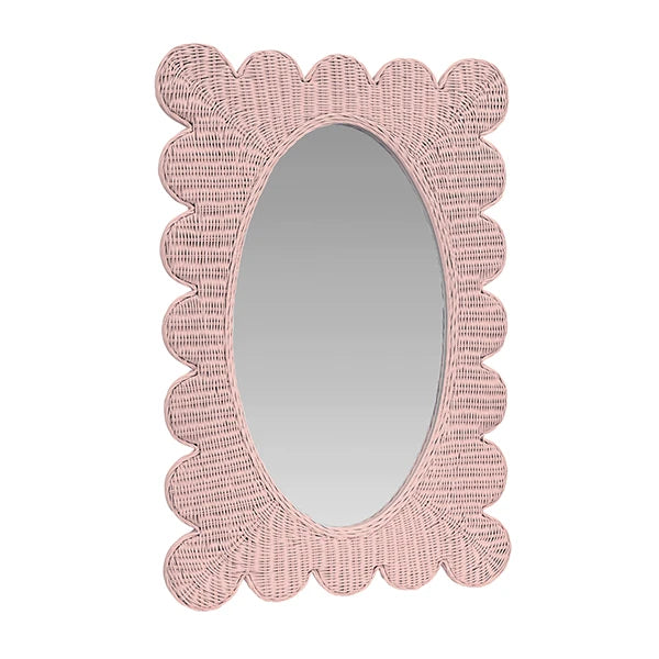 Lillian Scalloped Edge Rectangular Frame With Oval Mirror