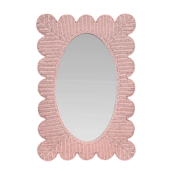 Lillian Scalloped Edge Rectangular Frame With Oval Mirror