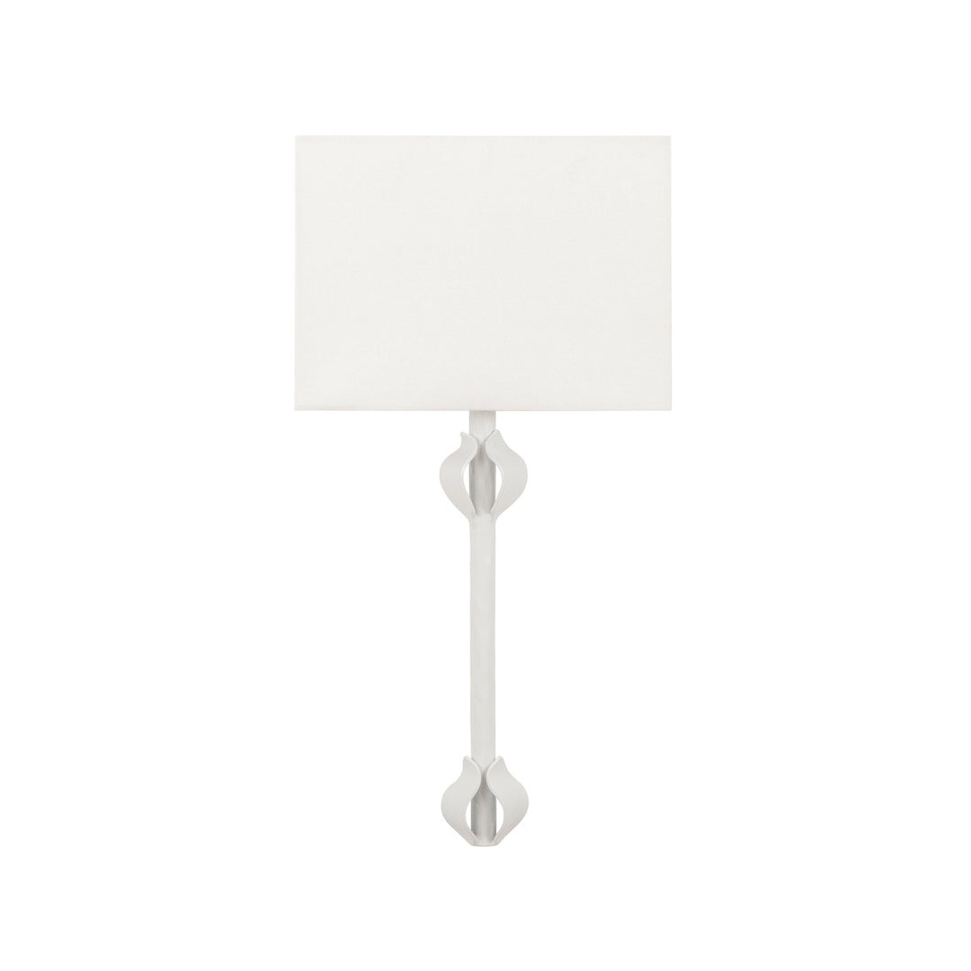 Linda - Flush Iron Sconce With Leaf Detail In Matte White Powder Coat