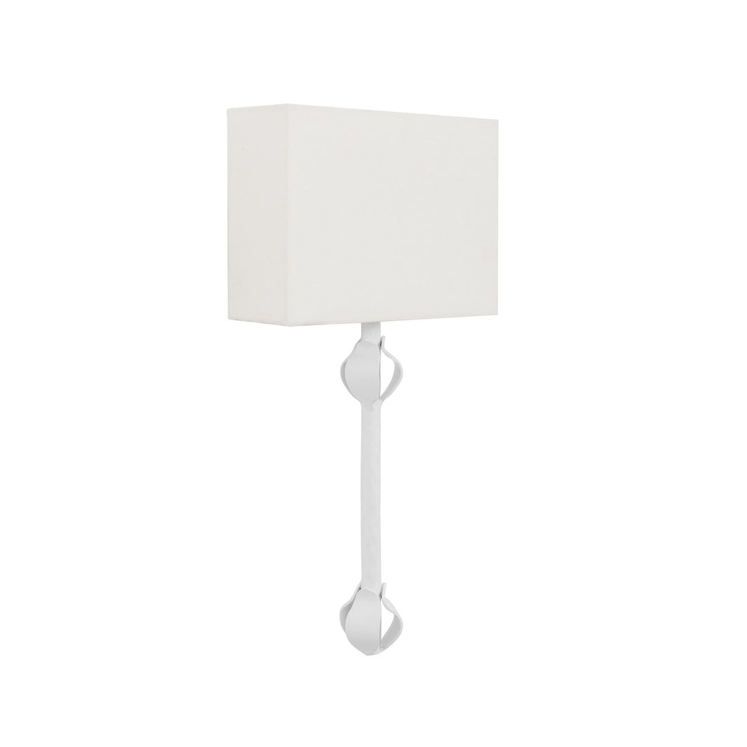 Linda - Flush Iron Sconce With Leaf Detail In Matte White Powder Coat