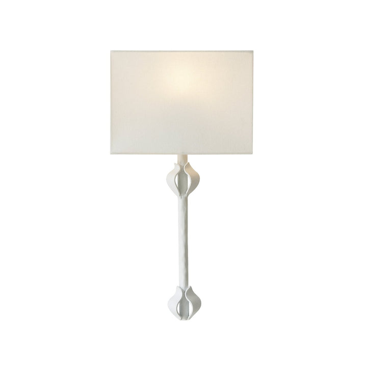 Linda - Flush Iron Sconce With Leaf Detail In Matte White Powder Coat