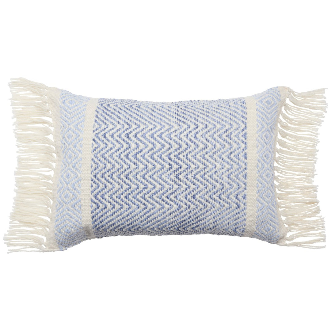 Vibe by Jaipur Living Iker Indoor/ Outdoor Chevron Light Blue/ Ivory Poly Fill Pillow (16"X24" Lumbar)