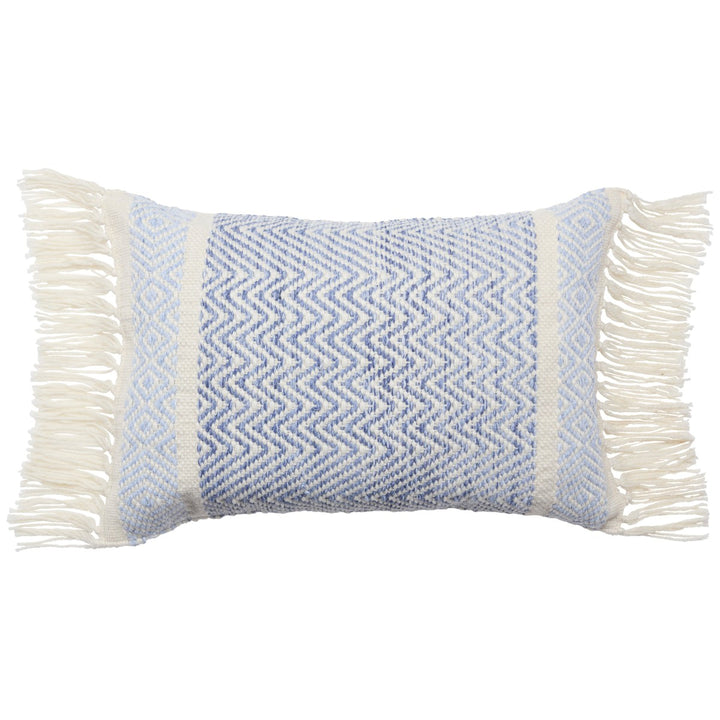 Vibe by Jaipur Living Iker Indoor/ Outdoor Chevron Light Blue/ Ivory Poly Fill Pillow (16"X24" Lumbar)