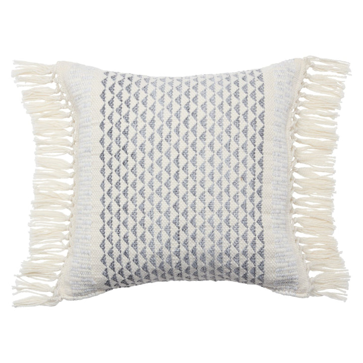 Vibe by Jaipur Living Haskell Indoor/ Outdoor Geometric Slate/ Ivory Poly Fill Pillow (18" Square)