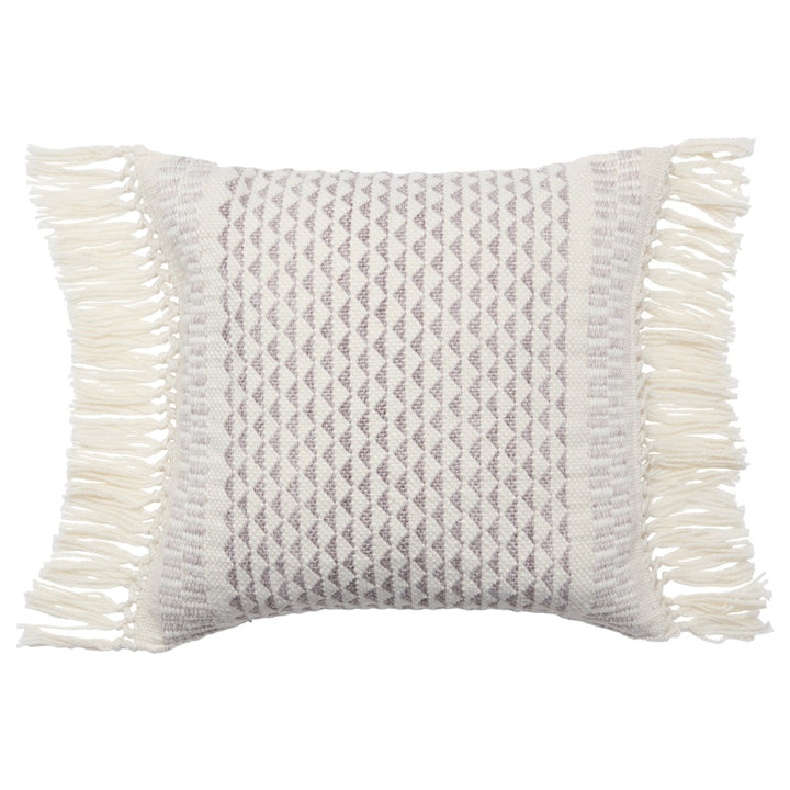 Vibe by Jaipur Living Haskell Indoor/ Outdoor Geometric Taupe/ Ivory Poly Fill Pillow (18" Square)