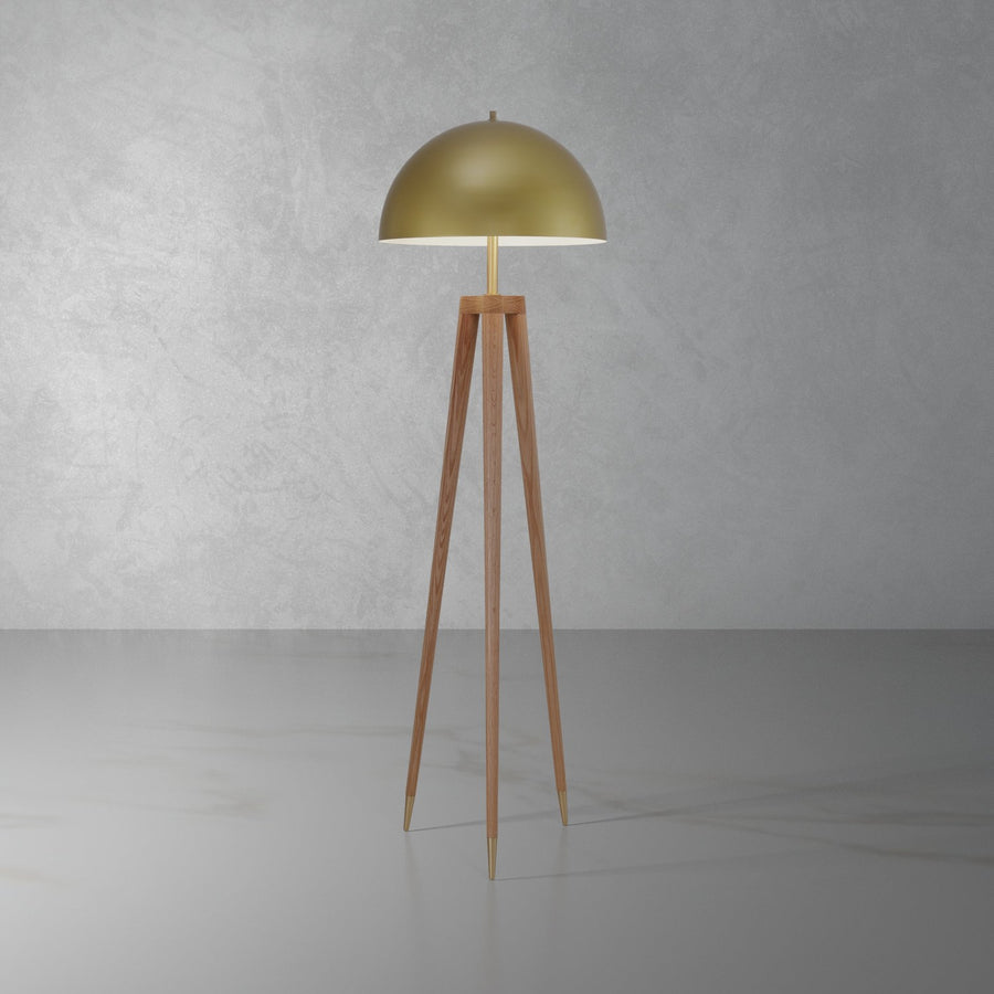 Brass Dome Roche Floor Lamp-France & Son-LM1601FBRS-Floor Lamps-1-France and Son