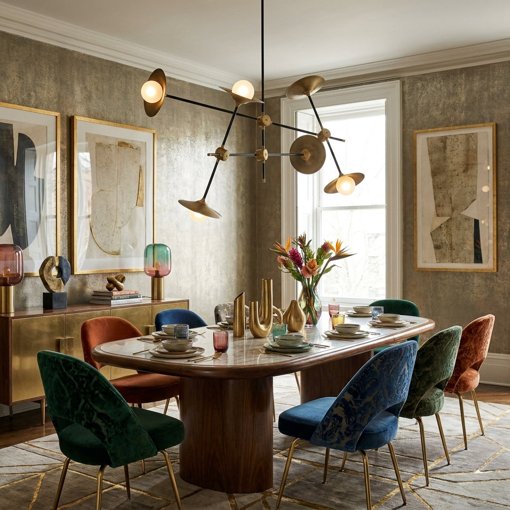 Modern Collared Baton Chandelier - Large