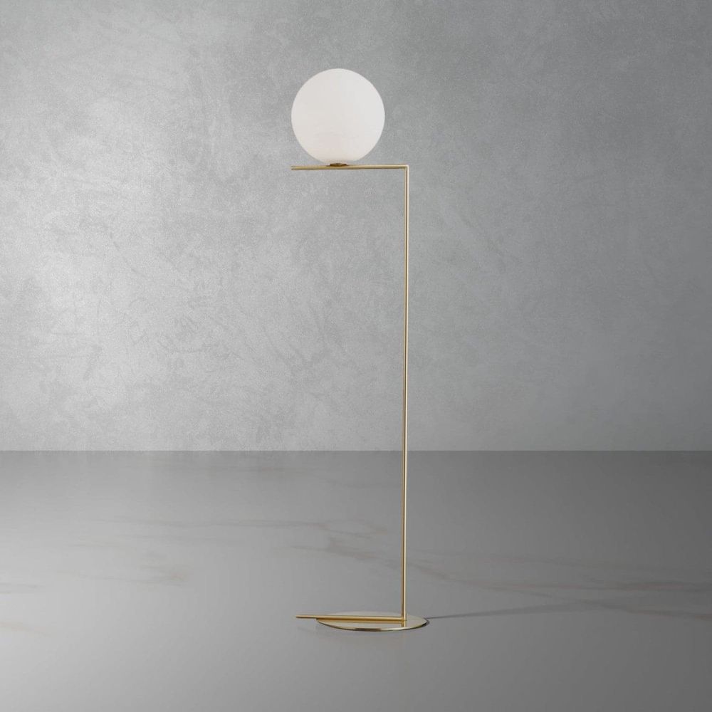 Brass Ball Floor Lamp - Large-France & Son-LM5633FBRSWHT-Floor Lamps-1-France and Son