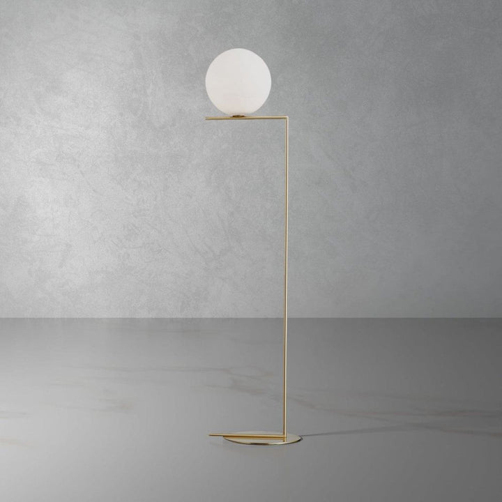 Brass Ball Floor Lamp - Large-France & Son-LM5633FBRSWHT-Floor Lamps-1-France and Son