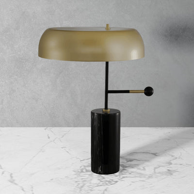 Stoltz Marble Table Lamp-France & Son-LM6121TBRS-Table LampsBrass Shade-1-France and Son