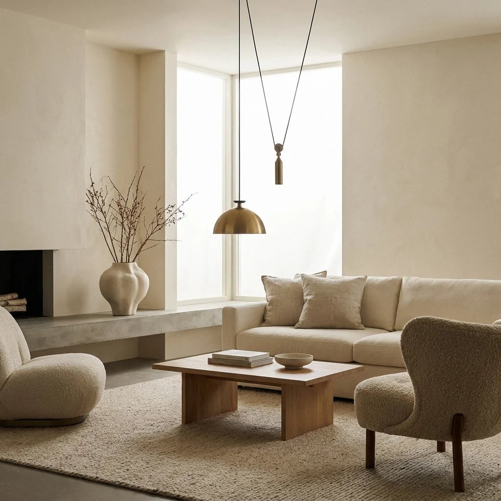 Brass Dome Counterweight Pendant Light - Set of 3