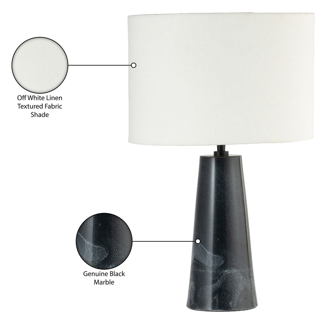 Dolomia Genuine Marble Base And Linen Textured Fabric Shade Table Lamp — Black