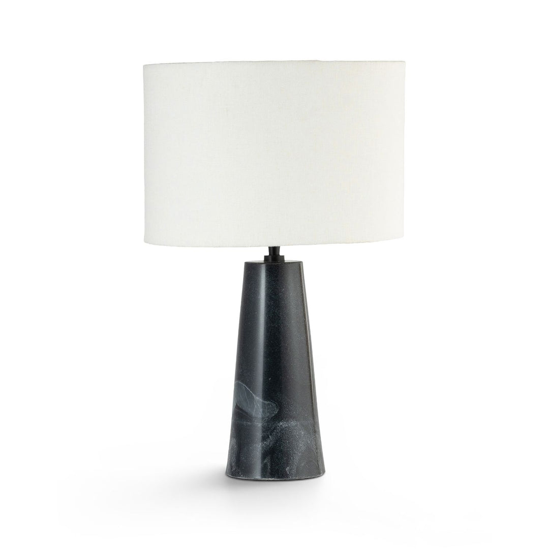 Dolomia Genuine Marble Base And Linen Textured Fabric Shade Table Lamp — Black
