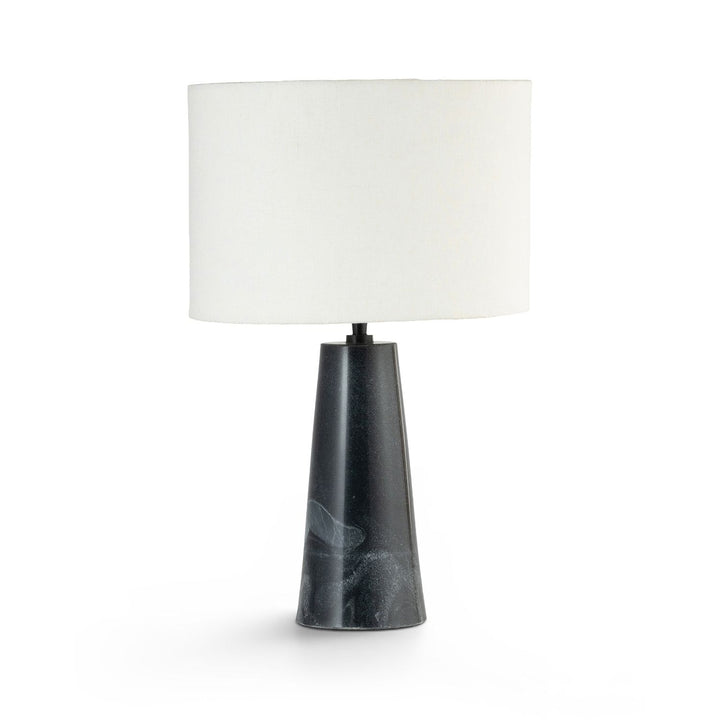Dolomia Genuine Marble Base And Linen Textured Fabric Shade Table Lamp — Black