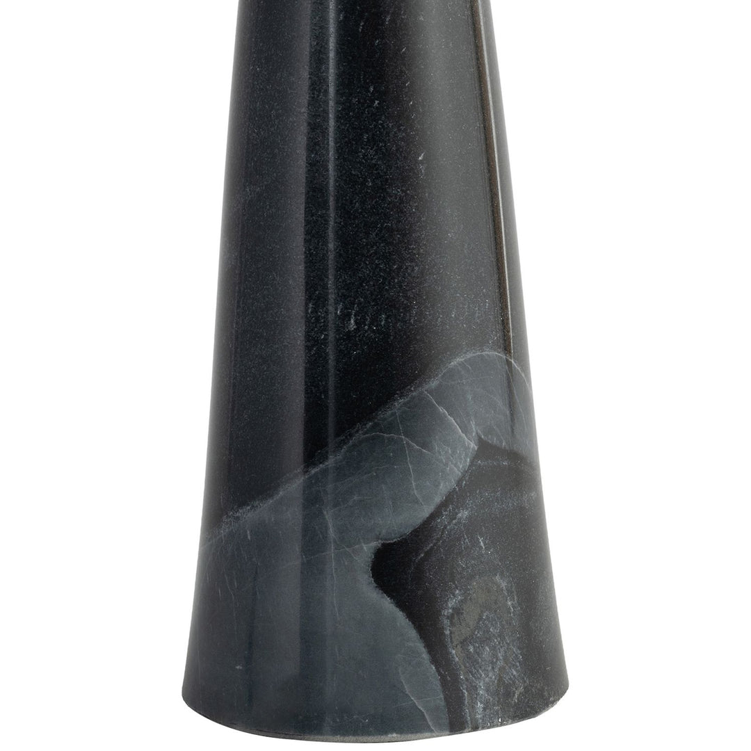 Dolomia Genuine Marble Base And Linen Textured Fabric Shade Table Lamp — Black