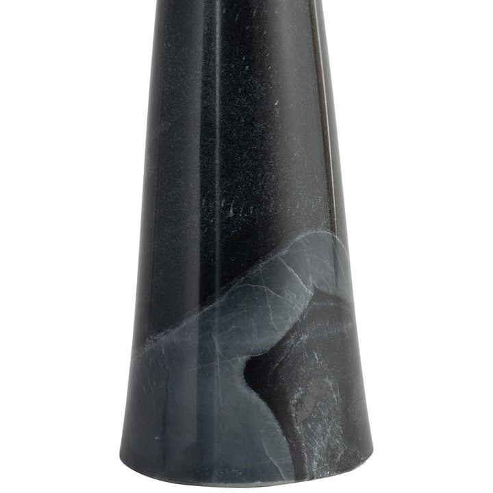 Dolomia Genuine Marble Base And Linen Textured Fabric Shade Table Lamp — Black