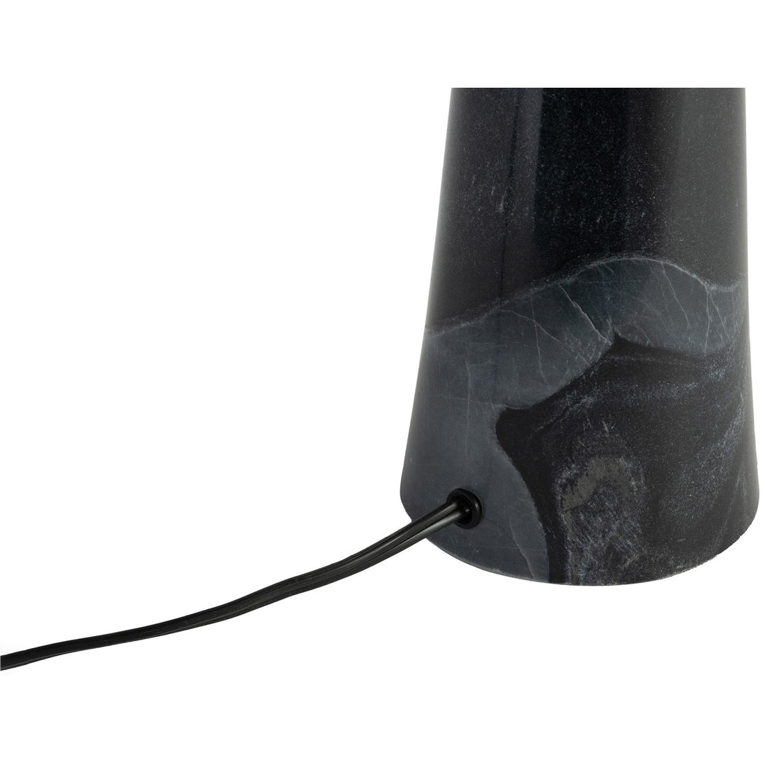 Dolomia Genuine Marble Base And Linen Textured Fabric Shade Table Lamp — Black