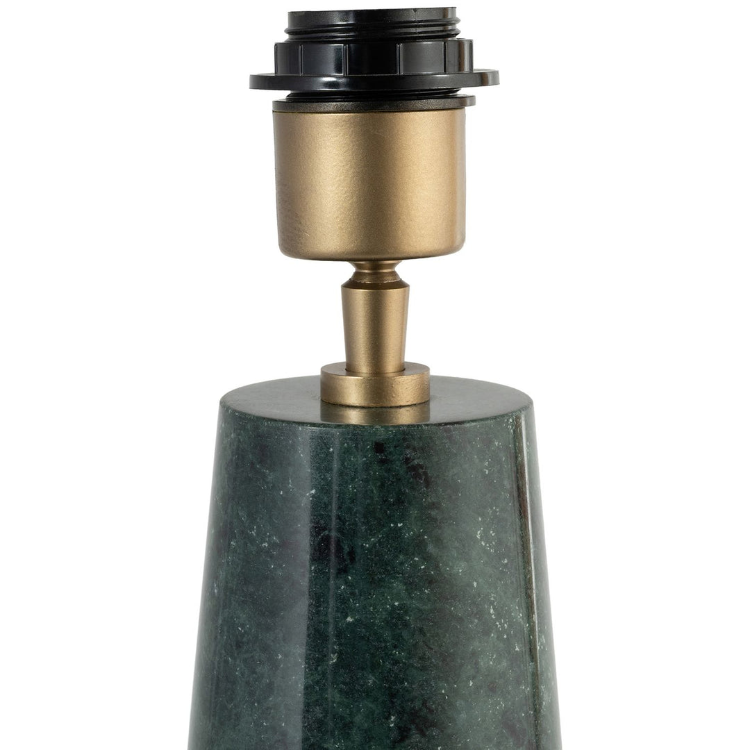 Dolomia Genuine Marble Base And Linen Textured Fabric Shade Table Lamp — Green