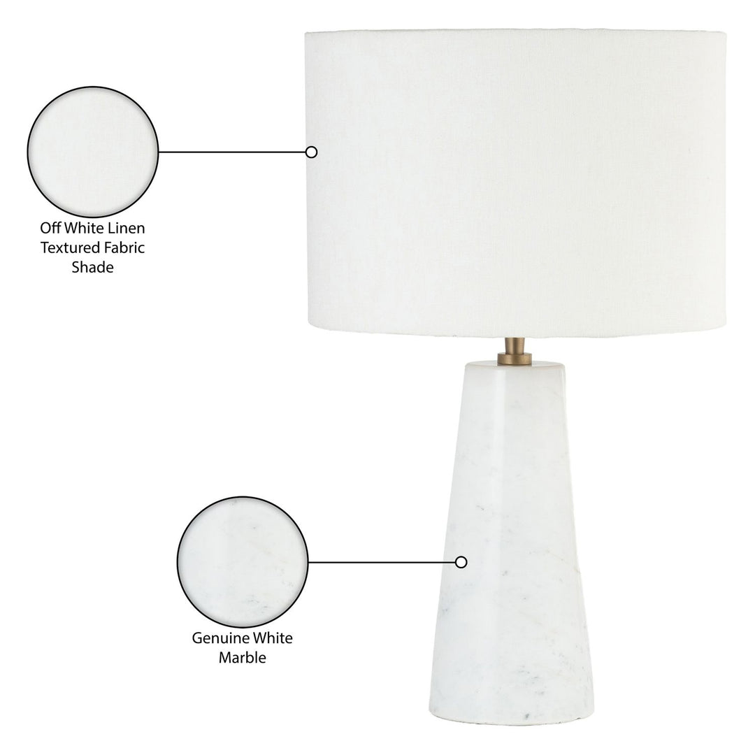 Dolomia Genuine Marble Base And Linen Textured Fabric Shade Table Lamp — White