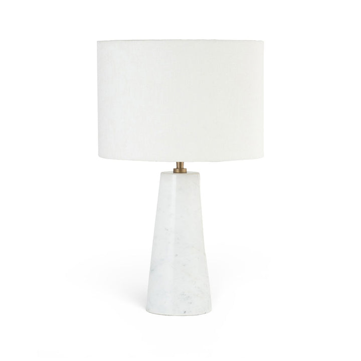 Dolomia Genuine Marble Base And Linen Textured Fabric Shade Table Lamp — White